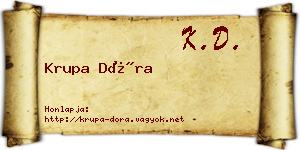 Krupa Dóra névjegykártya