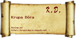 Krupa Dóra névjegykártya